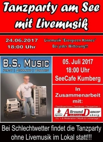 Seecafe Kumberg Sa 24.6. und Mittwoch 5.6. von 18h bis 23h mit Livemusik Infos 06644512100
